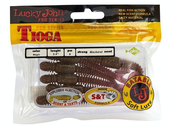 Виброхвосты съедобные LJ Pro Series TIOGA 3.4in (8,64 см), цв. S14, 6 шт.