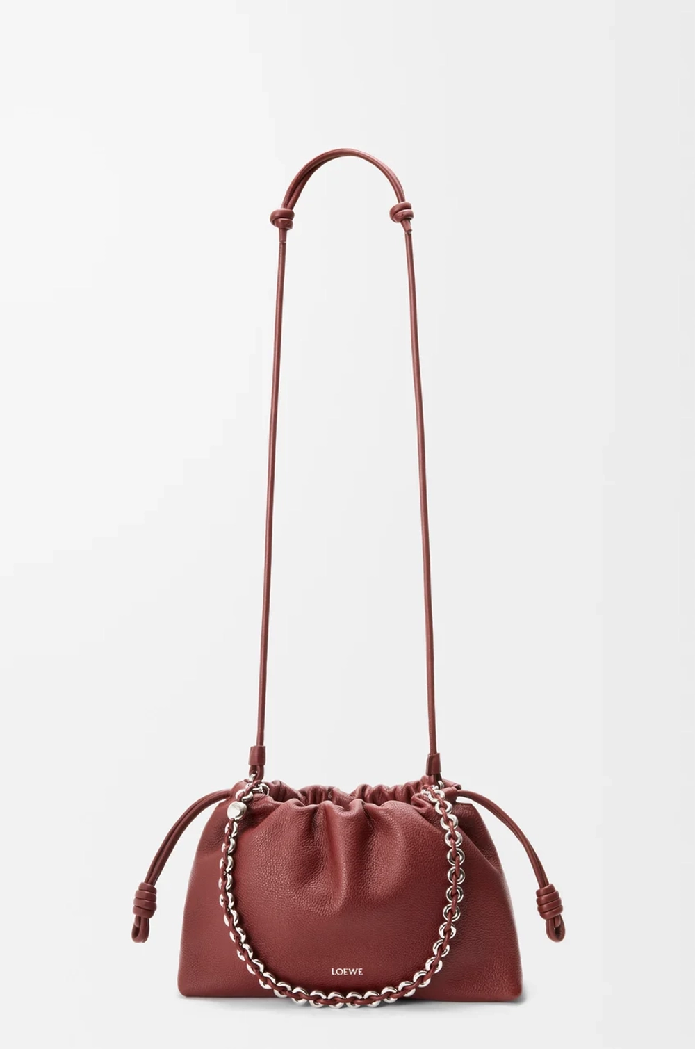 Loewe Сумка Flamenco среднего размера из зернистой телячьей кожи, красное дерево