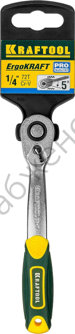 KRAFTOOL 1/4″, 72 зубца, изогнутая трещотка для торцовых головок, Pro (27795-1/4)