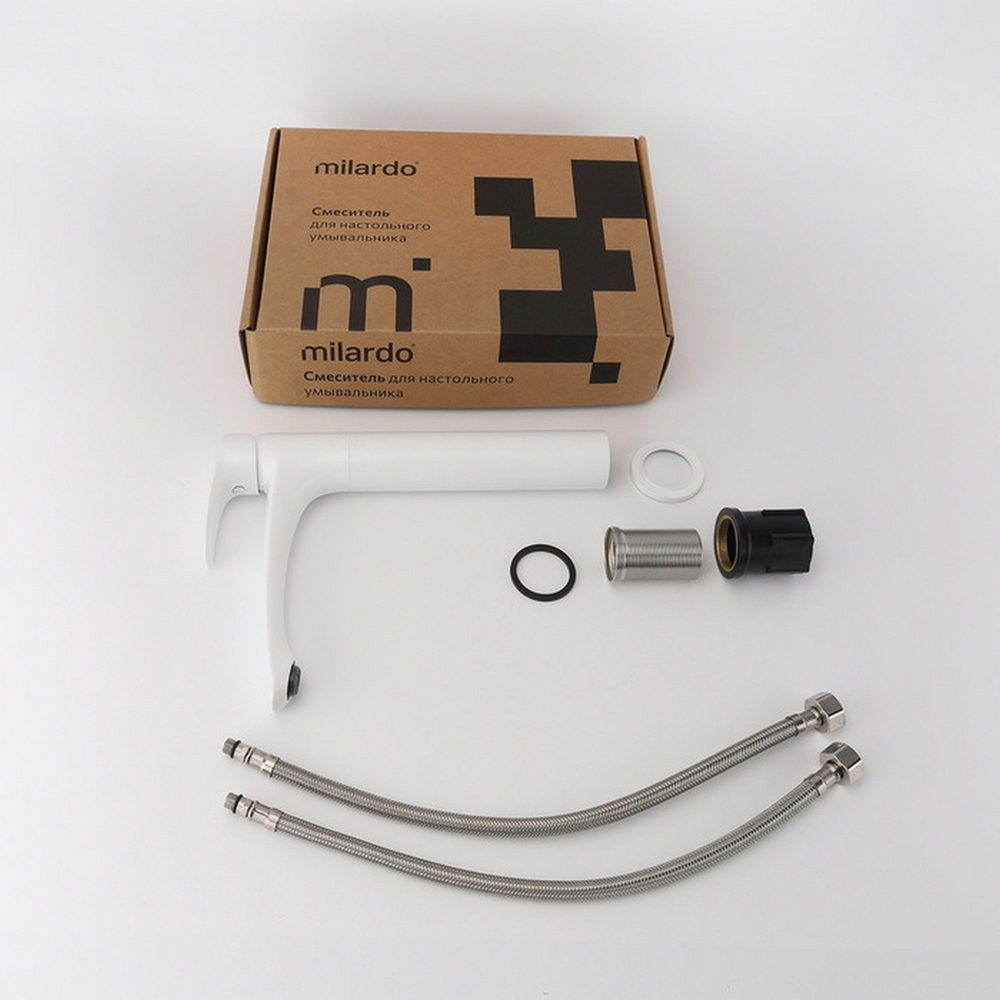 Смеситель для раковины 35к Milardo RORWT01M01 "Rora" литой излив, п/гайку, БЕЛЫЙ матовый