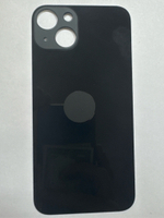 Задняя крышка для iPhone 13 Черный (стекло, широкий вырез под камеру, логотип)
