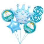 Шар (40"/102 см) Цифра, 8, Звездочки, Голубой, в упаковке 1 шт.