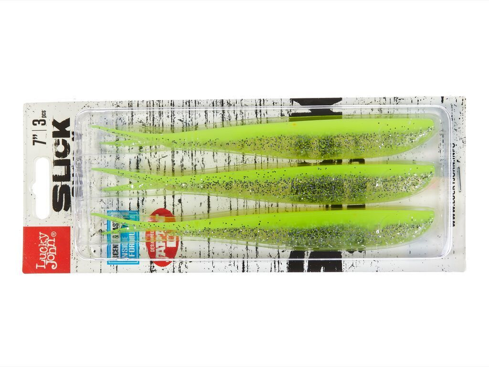 Виброхвост LJ 3D Slick Shad-V 7" (17.8 см), цвет 008, 3 шт.