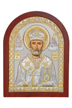 Николай Чудотворец, икона арочная, красное дерево 105х140