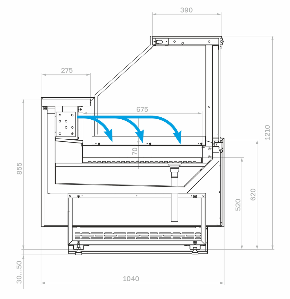 Гастрономическая витрина BAVARIA 4 Carboma GC110 SP 0,94-1 рыба на льду закрытая (версия 2.0) (без боковин)