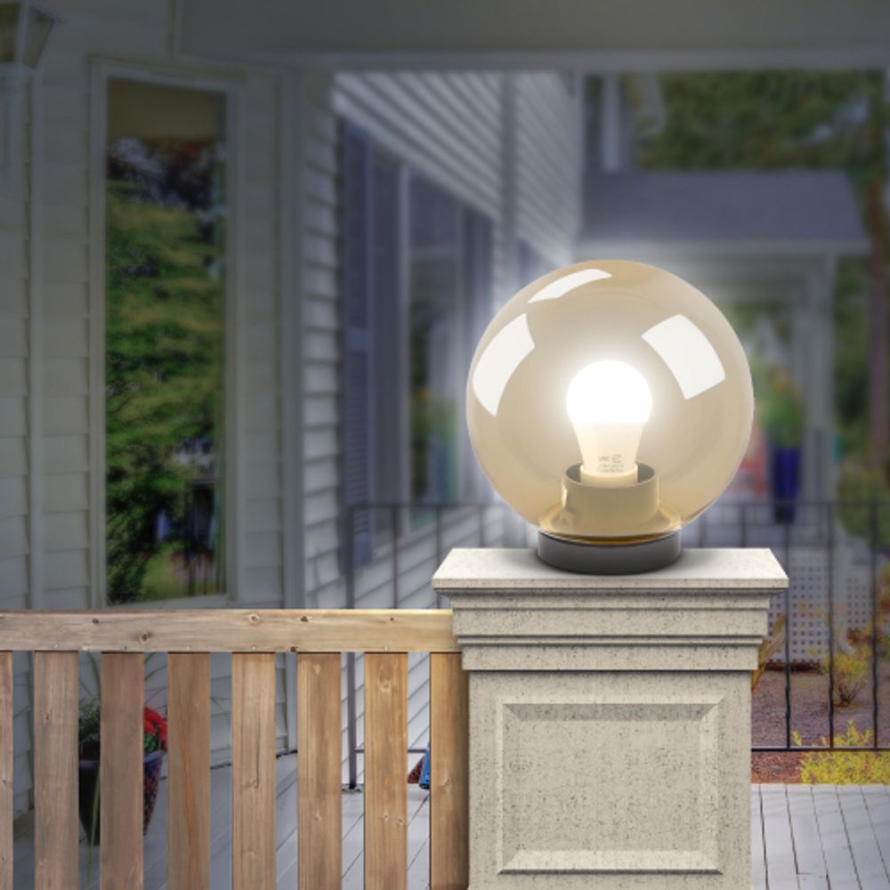 Садово-парковый светильник ЭРА НТУ 01-100-303 шар золотистый на опору / кронштейн IP44 Е27 max100Вт d300mm