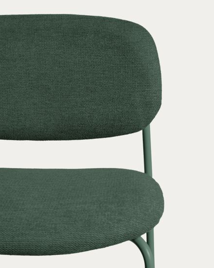 Полубарный стул Meli из зеленой синели с металлическими ножками, 65 см