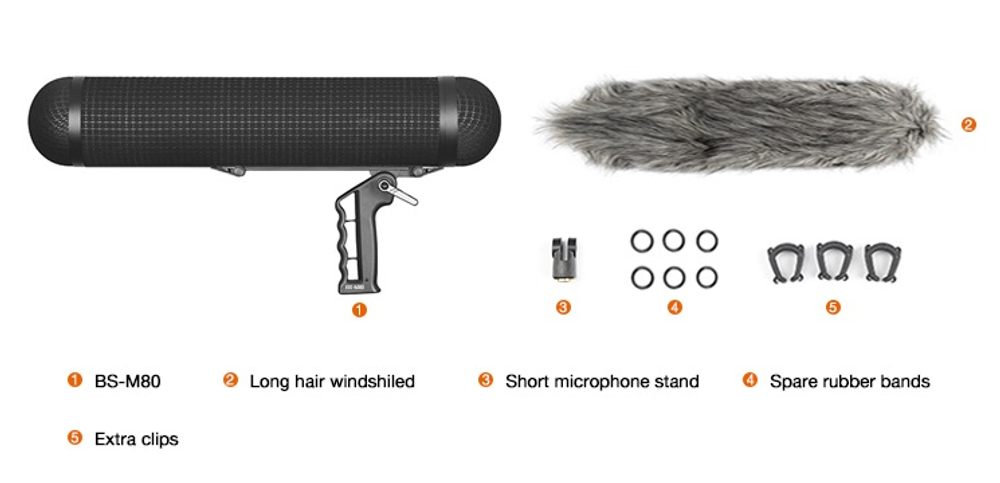 E-IMAGE BS-M80 Suspension windshield system. Ветрозащита "цеппелин" для микр. Ø19-22х300 мм