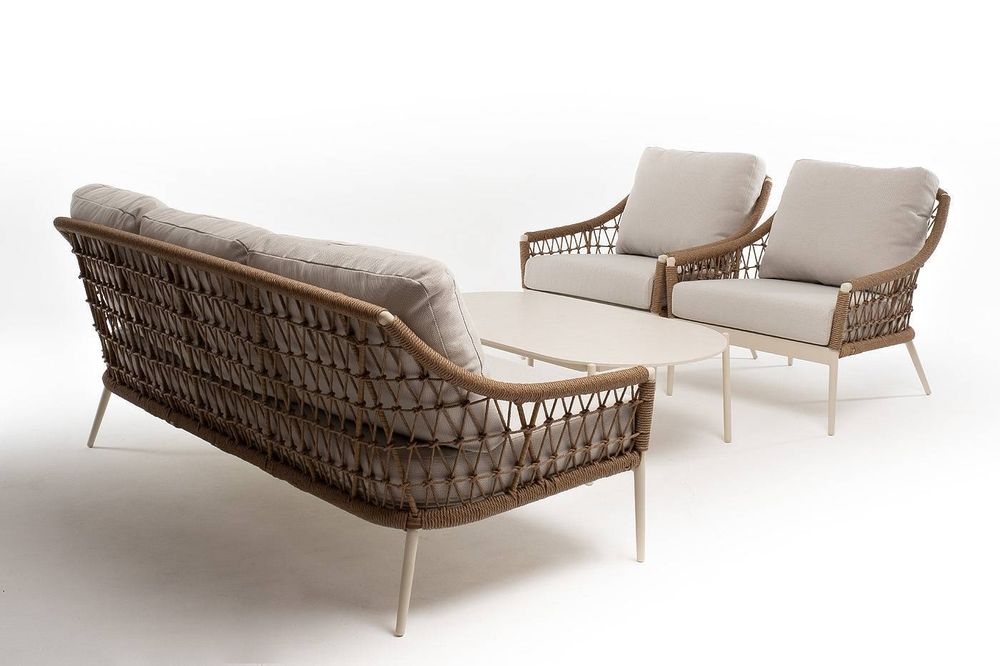 "Венеция" лаунж-зона из искусственного ротанга, цвет соломенный