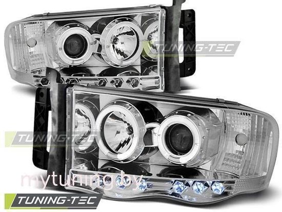 Передние фары angel eyes chrome для Dodge Ram 02-06