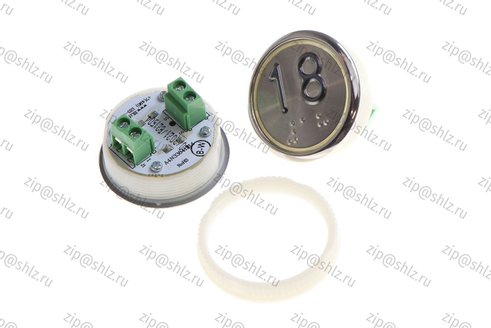 Кнопка (кнопочный модуль) BBP-R331-CMPLT-S-W &quot;18 этаж&quot;, круглая, статическая белая подсветка, Брайль.