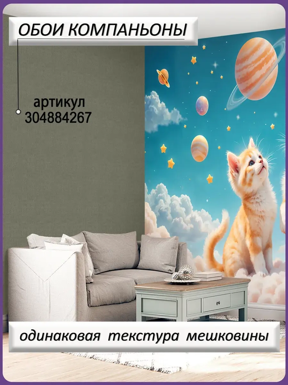 3D Фотообои котики в космосе