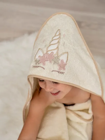 Полотенце с уголком махровое Lollycottons Единорог звезды