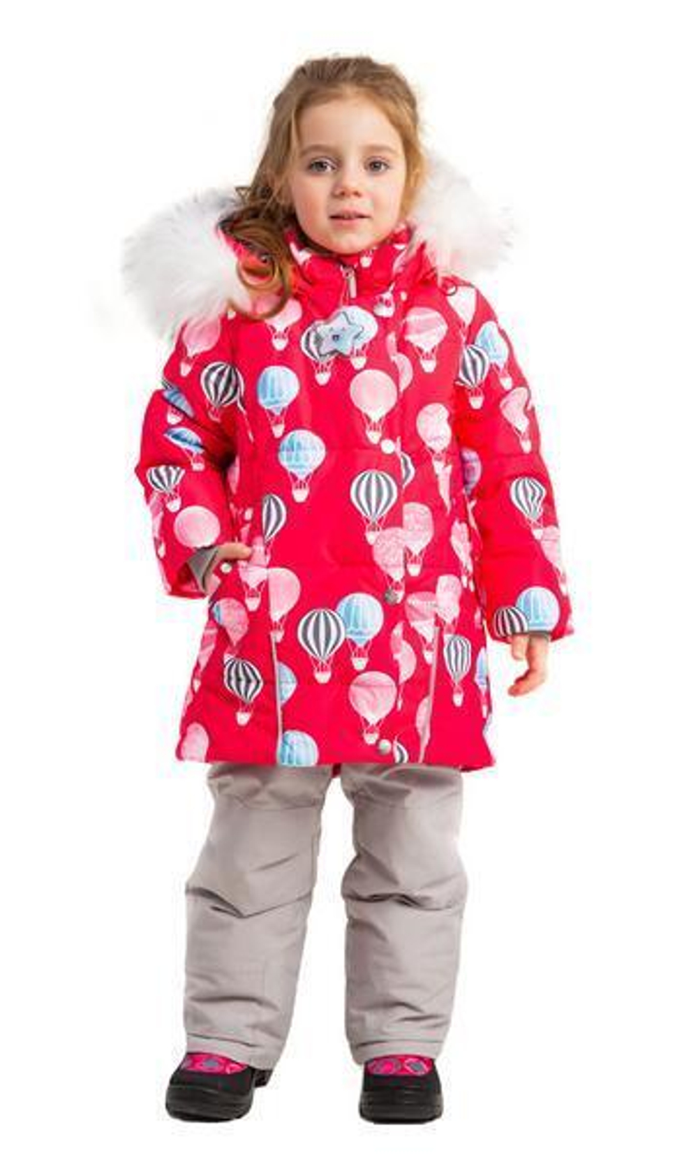 Комплект для девочек куртка и штаны "Бажена" принт/серый р.98 (Батик) 424-22з