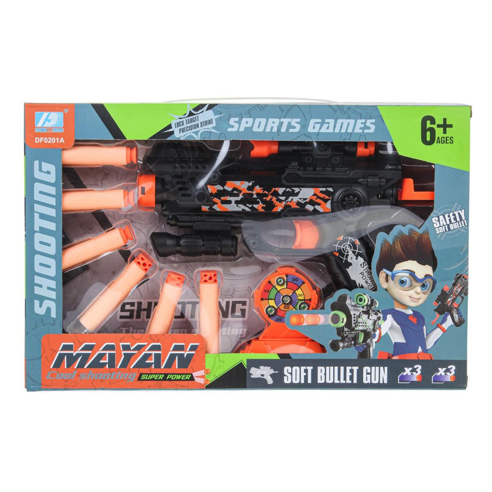 Пистолет с мягк.пулями, коробка DF0201A