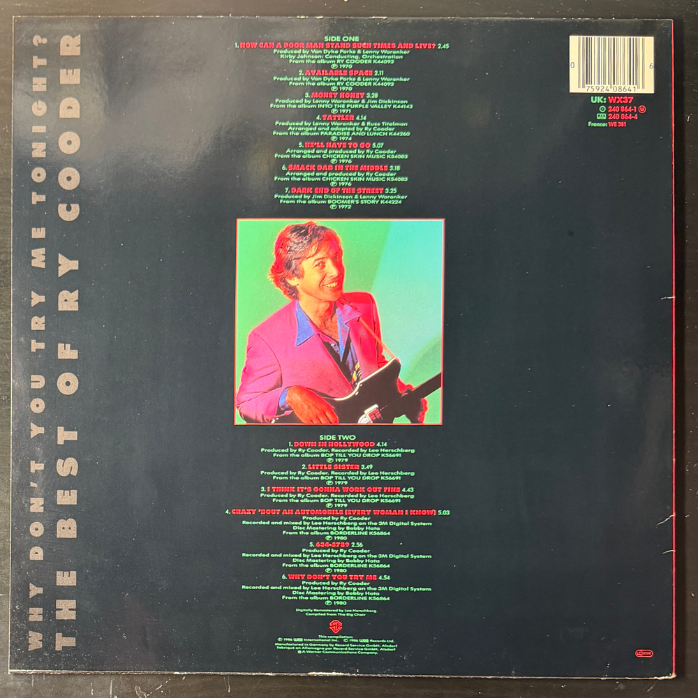 Ry Cooder – Why Don't You Try Me Tonight? The Best Of Ry Cooder (Германия 1986г.)