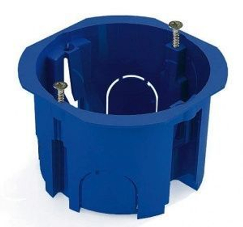 Коробка установочная 1-местная для скрытого монтажа в кирпичных стенах d68х45 синяя