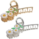 Заколка-краб для волос «AKS - DesignPRO», ромашки, цвет золото и хром, 11*5см