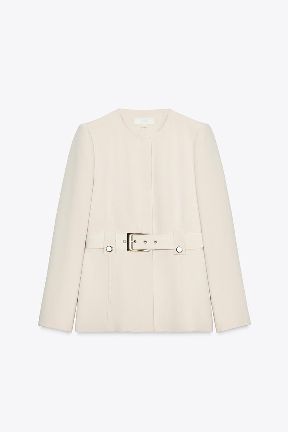 ZARA ПРИТАЛЕННЫЙ БЛЕЙЗЕР С ПОЯСОМ, ЦВЕТ СЛОНОВОЙ КОСТИ