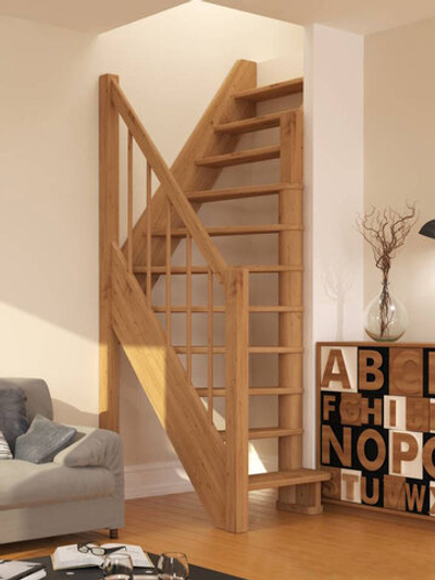 Лестница на второй этаж ЛС-91м Правая, Базовая, под покраску