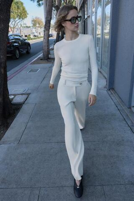 ZARA БРЮКИ ПРЯМОГО КРОЯ С ВЫСОКОЙ ПОСАДКОЙ, ЭКРЮ