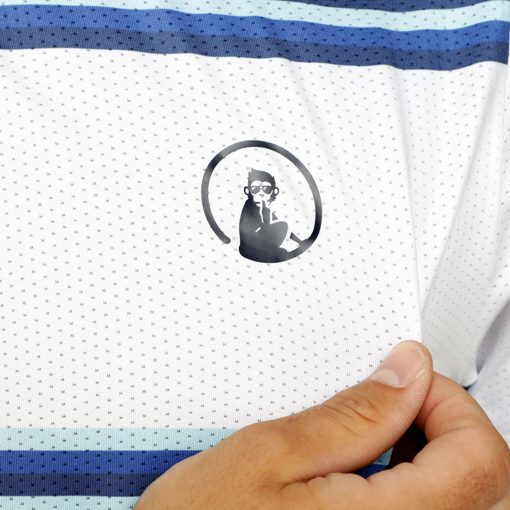 Мужское теннисное поло Quiet Please Ocean AOP Stripe Receiver T-Shirt Men - White, Blue