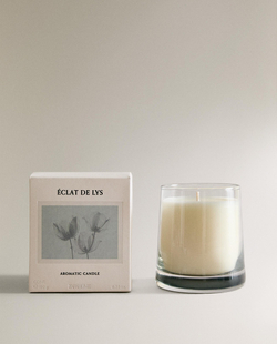 Zara Home Свеча ароматическая clat de Lys 180 г, растительный воск, аромат цветочный, Розовый