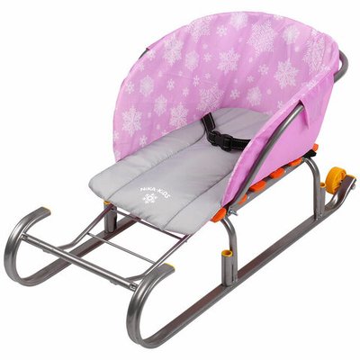 Матрасик сиденье для санок Nika  Cнежинки розовый (СС2-1)