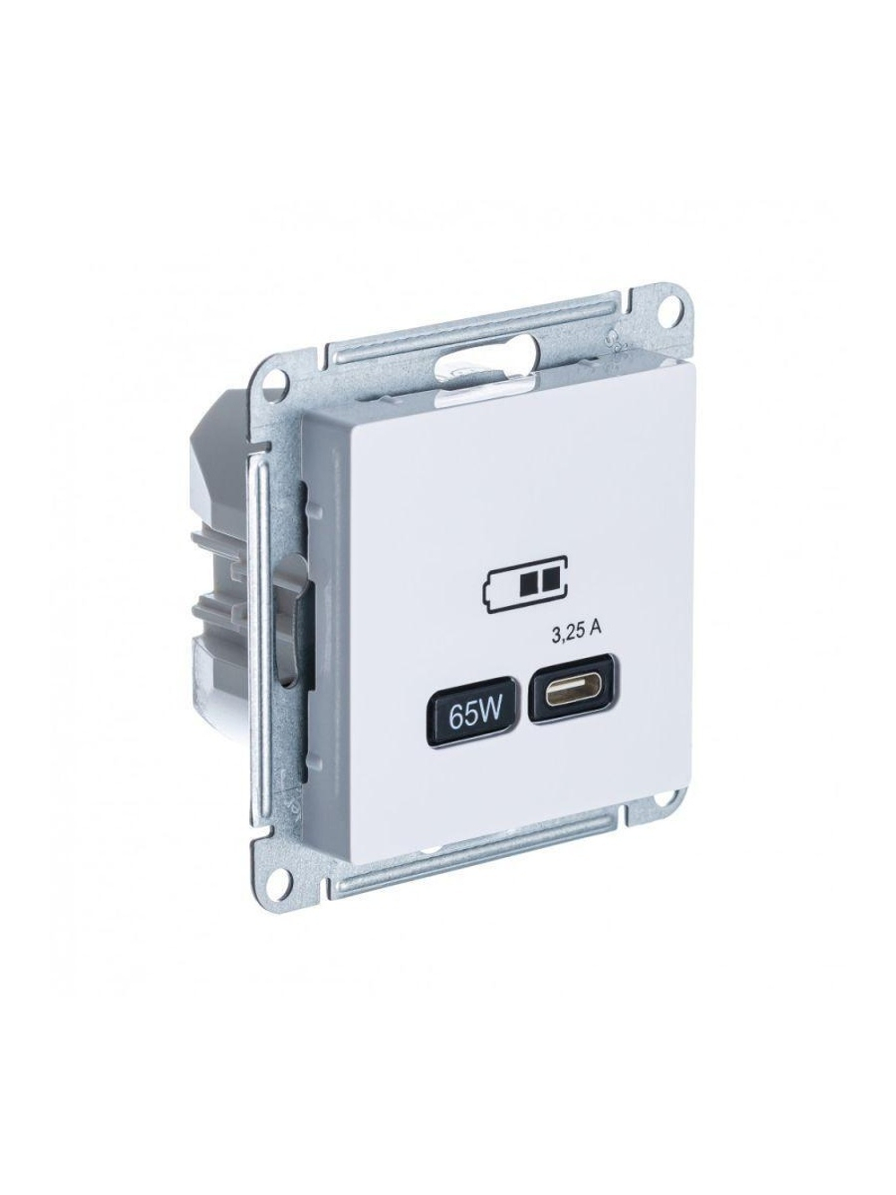 Розетка USB AtlasDesign тип C 65Вт QC PD высокоскор. ЗУ механизм бел. SE ATN000127