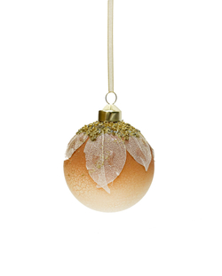 Набор шаров 8см 9шт ChristmasDeLuxe коричневый/кремовый с листьями