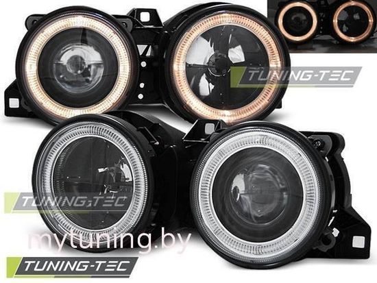 Передние фары angel eyes black для BMW 3 E30