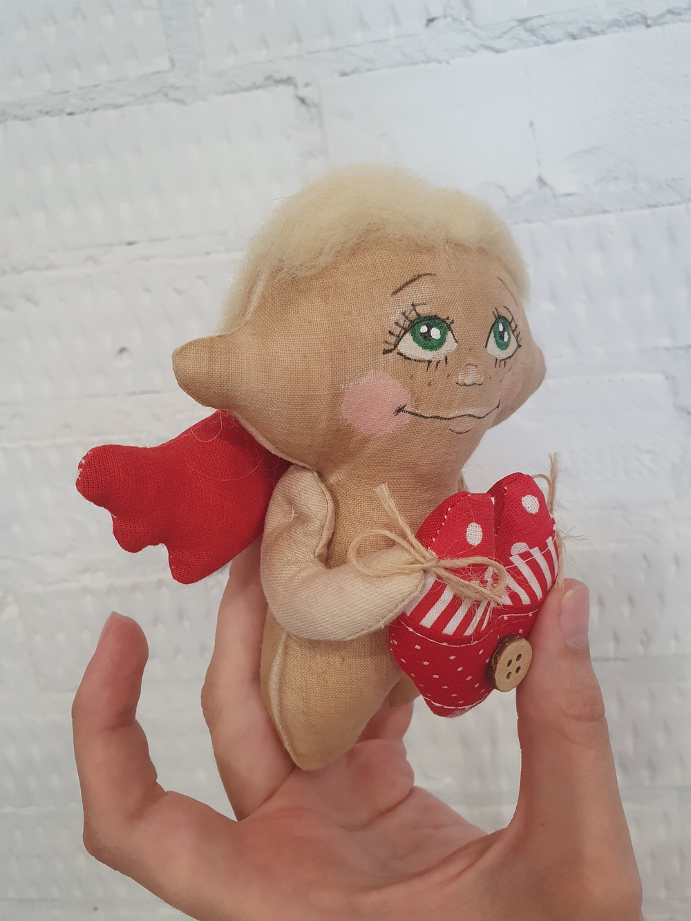 Игрушка (ручная работа) Амурчик Блондин , 10 см