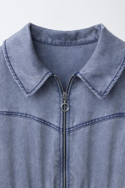 ZARA ДЛИННЫЙ СВОБОДНЫЙ КОМБИНЕЗОН КАРГО, ВЫЦВЕТШИЙ СИНИЙ