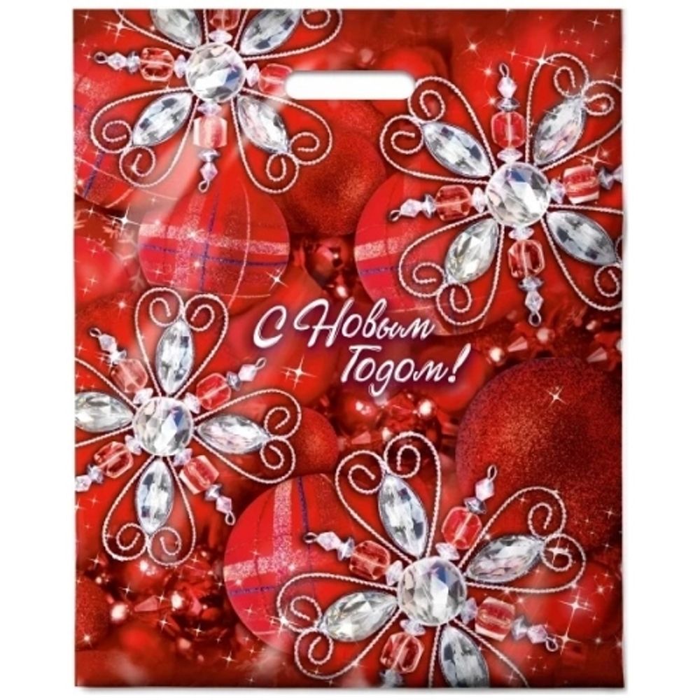 Новогодние пакеты &quot;Ажур&quot; 38х47+6см 60мкм (50/500шт)