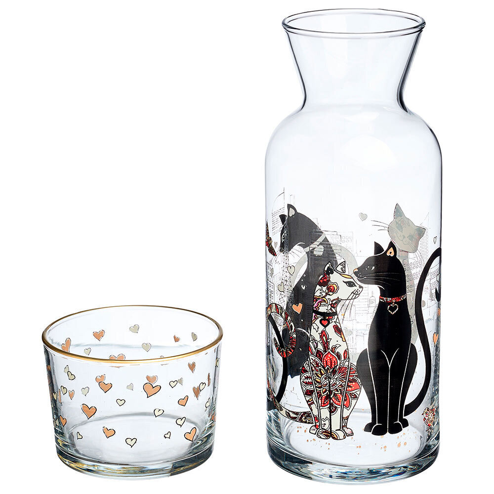 Графин 0,7л с крышкой-стаканом "Парижские коты"