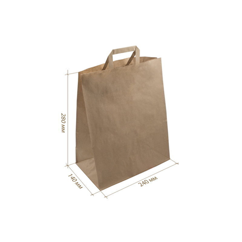 240*140*280 мм Бумажный пакет крафт с ПЛОСКИМИ ручками 300шт/кор.