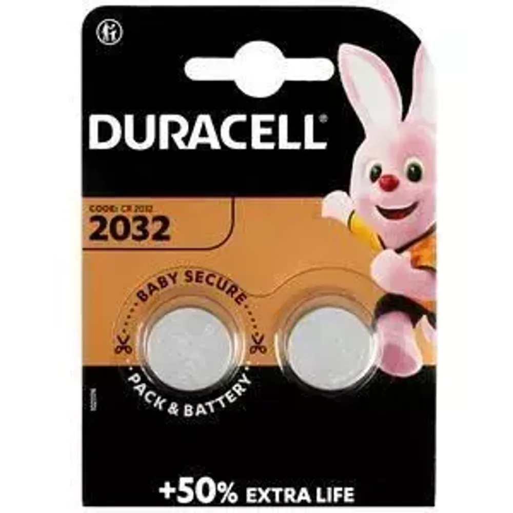 Батарейки CR2032, Duracell, 2 штуки (100 пачек)