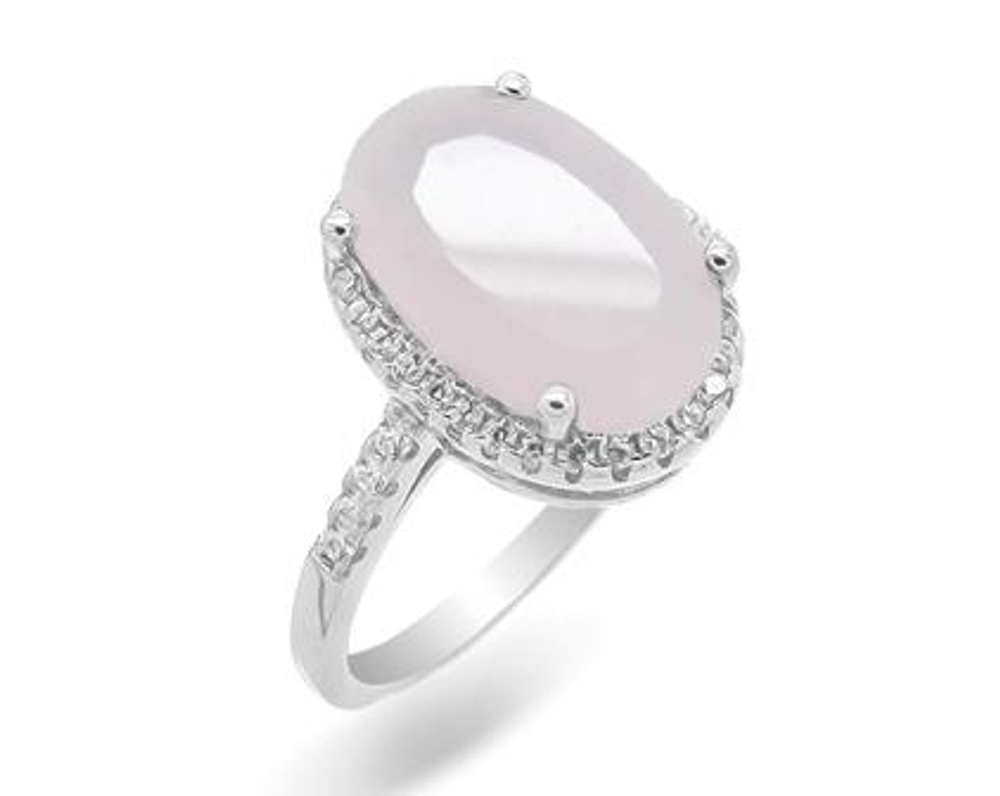 Кольцо из серебра с розовым кварцем