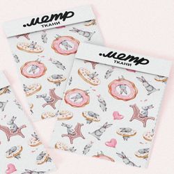 Ткань дюспо зайцы с надувными кругами