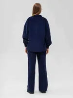 Рубашка FOS Микровельвет Женская Синяя