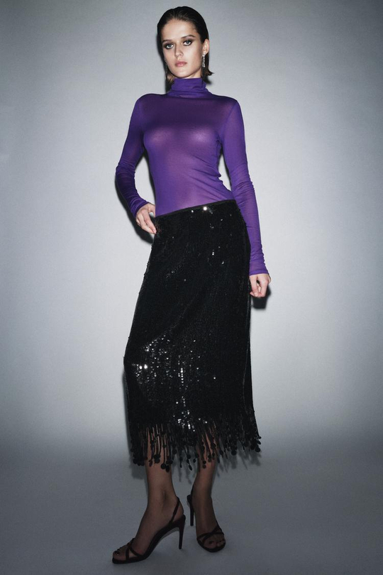 ZARA ФУТБОЛКА ИЗ ХЛОПКА SUPIMA®, ФИОЛЕТОВЫЙ