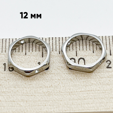 Коннектор-рамка, цвет серебро, размер 12 мм, внутренний диаметр 10 мм, цена за 1 шт
