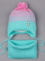 Шапка для девочки осенняя вязаная и снуд