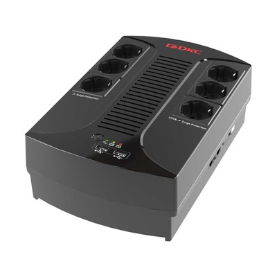 Линейно-интерактивный ИБП ДКС серии Info PDU, 600 ВА/360 Вт, 1/1, 6xSchuko,  USB для зарядки (2), USB + RJ11, 1x7Aч