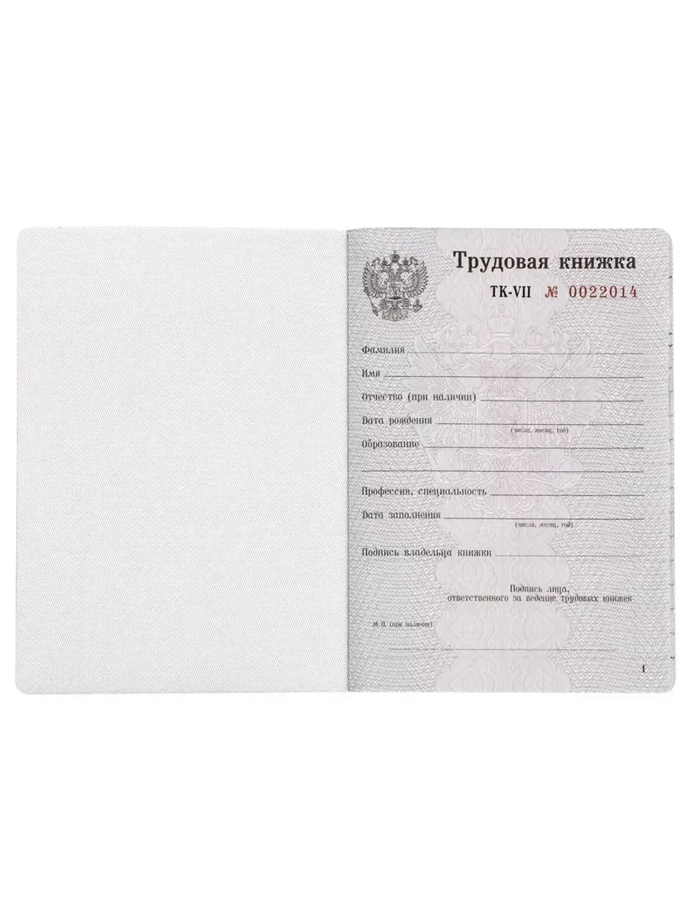 Бланк Трудовая книжка