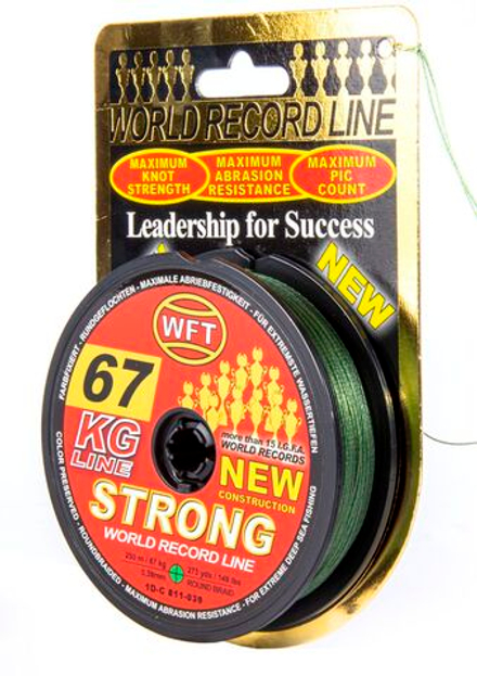 Леска плетёная WFT KG STRONG Green 250 м, 0.39 мм