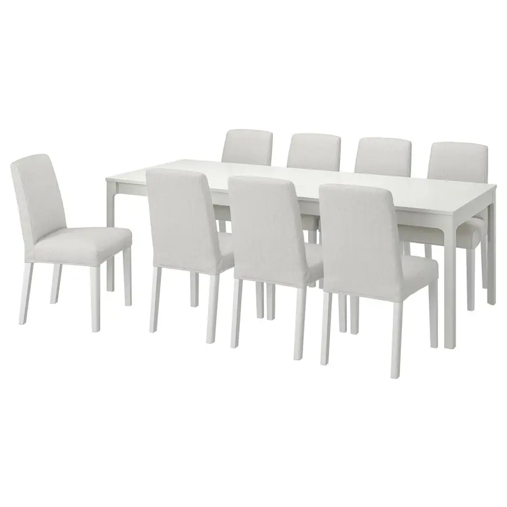 Стол и 8 стула - EKEDALEN / BERGMUND IKEA/ ЭКАДАЛЕН /БЕРГМУНД ИКЕА, 240/180 см, белый/светло-серый
