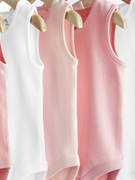 Боди без рукавов для малышей Next 376-658, 7 шт., Белый, Розовый