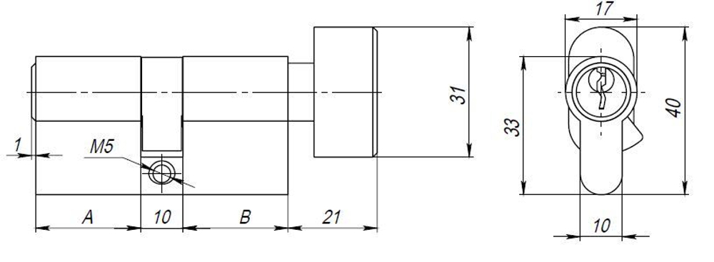 Цилиндровый механизм (AX102/70) AX1002Knob70 (35+10+25) CP хром с вертушкой