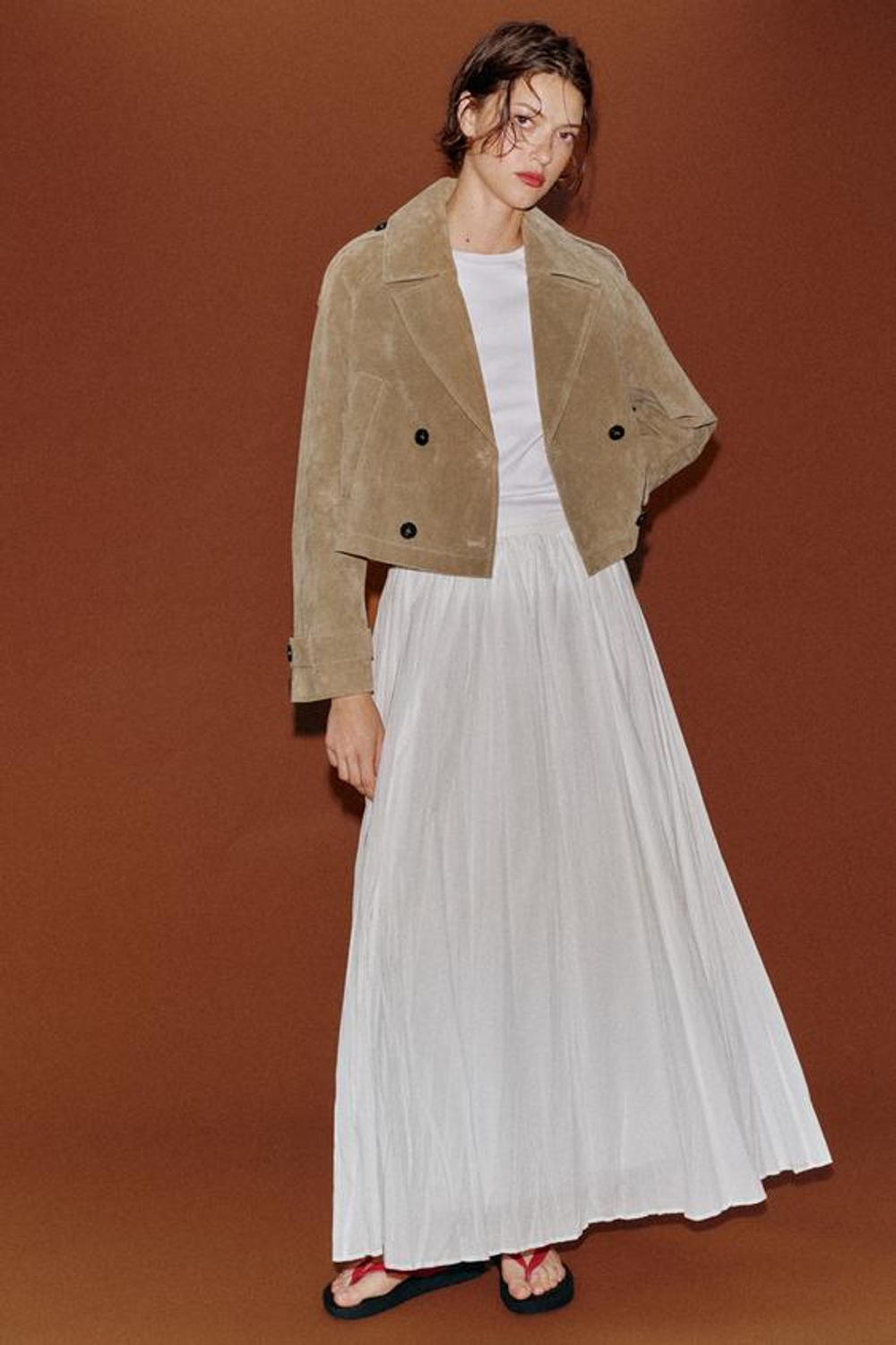 ZARA ЮБКА МИДИ С РЕМНЕМ, БЕЛЫЙ